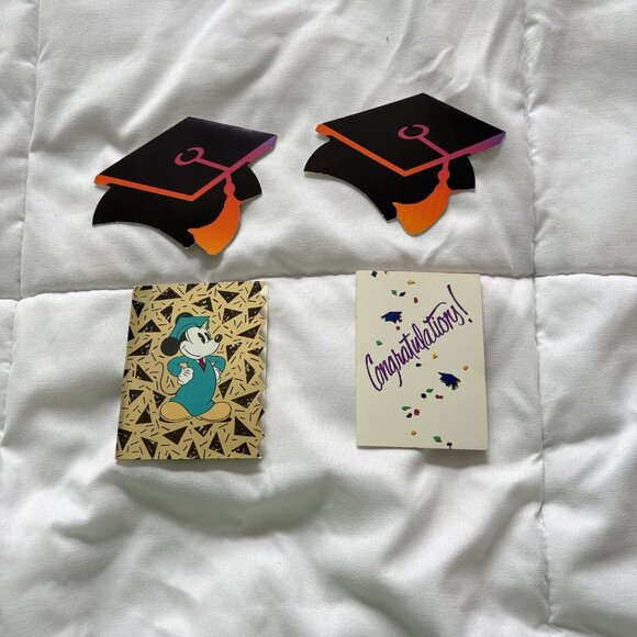Vintage Lot of (4) 80s 90s Graduation Graduate Greeting MINI Cards Disney UNUSED - Picture 1 of 7